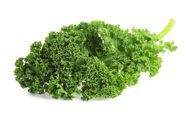 Fresh green kale leaf isolated on white — 스톡 사진