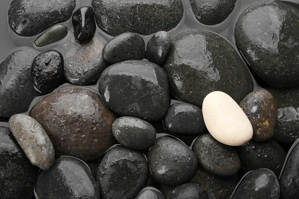 Wellness Steine Wasser Als Hintergrund Draufsicht Zen Lebensstil — Stockfoto