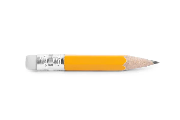 Small graphite pencil with eraser isolated on white — Stock Photo, Image