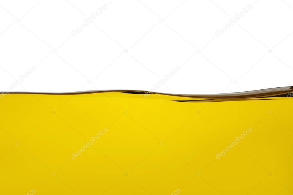 Cooking oil flow isolated on white. Color liquid