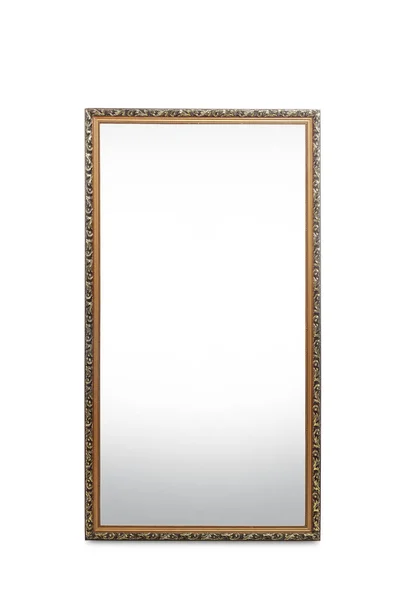 Vintage Spegel Med Trä Ram Isolerad Vit — Stockfoto