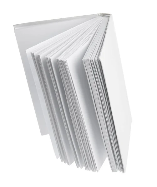 Otwarta używana książka twarda izolowana na białym — Zdjęcie stockowe