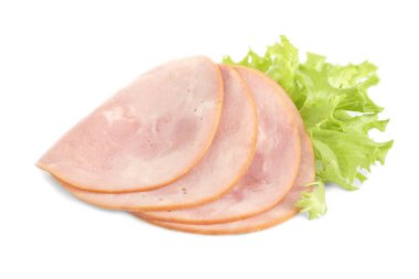 Lezzetli taze jambon ve marul dilimleri.