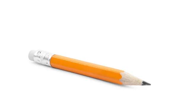 Small graphite pencil with eraser isolated on white — Stock Photo, Image