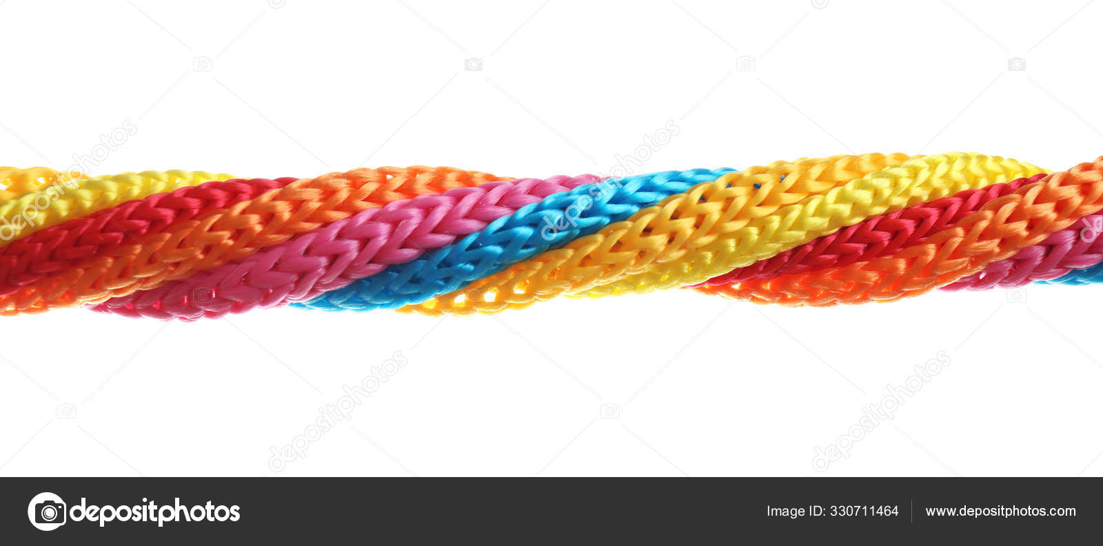 Twisted Colorful Ropes Isolated White Unity Concept Stock Photo by