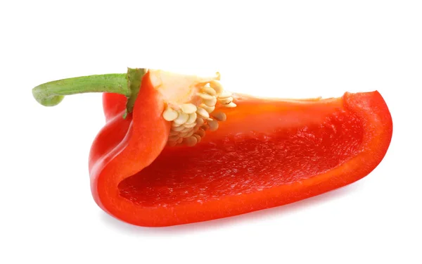 Skiva Röd Paprika Isolerad Vit — Stockfoto