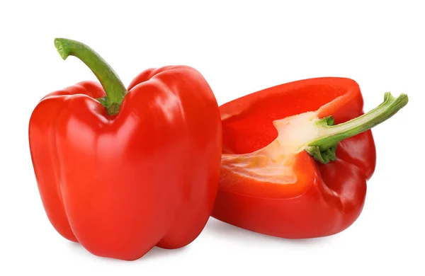 Tasty Ripe Red Bell Peppers Isolated White — 스톡 사진