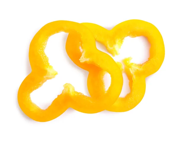 Scheiben Orangefarbener Paprika Isoliert Auf Weiß — Stockfoto