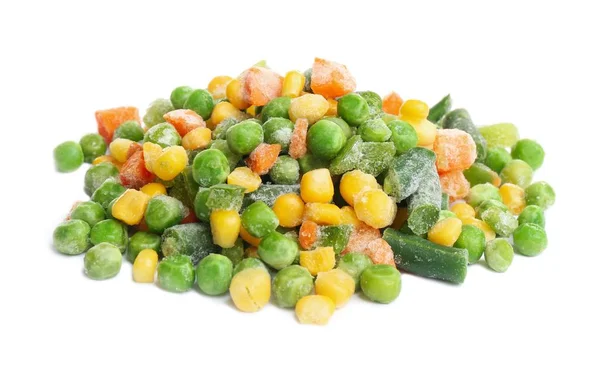 Haufen Gefrorenen Gemüses Isoliert Auf Weißem Grund — Stockfoto