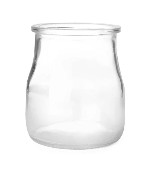 Nyitott üres pohár jar a elszigetelt fehér — Stock Fotó