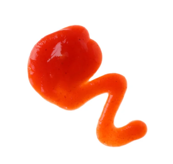 Smaczny sos pomidorowy na białym tle, widok z góry — Zdjęcie stockowe