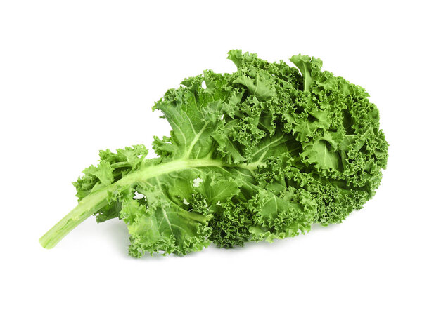 Fresh green kale leaf isolated on white
