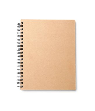 Beyaz, üst görünümde izole edilmiş şık kraft dizüstü bilgisayar