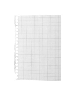 Boş defter kağıdı beyaza izole edilmiş. Tasarım için boşluk