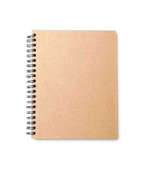 Stylish kraft notebook isolated on white, top view — Stock Photo, Image