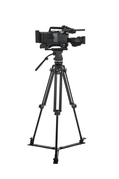 Modern Professional Video Camera Isolated White — Stock Photo, Image