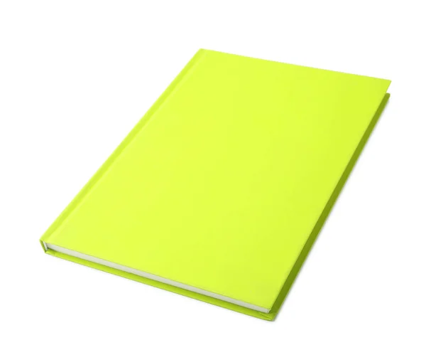 Stylisches gelbes Notizbuch isoliert auf weiß. Schreibwaren — Stockfoto
