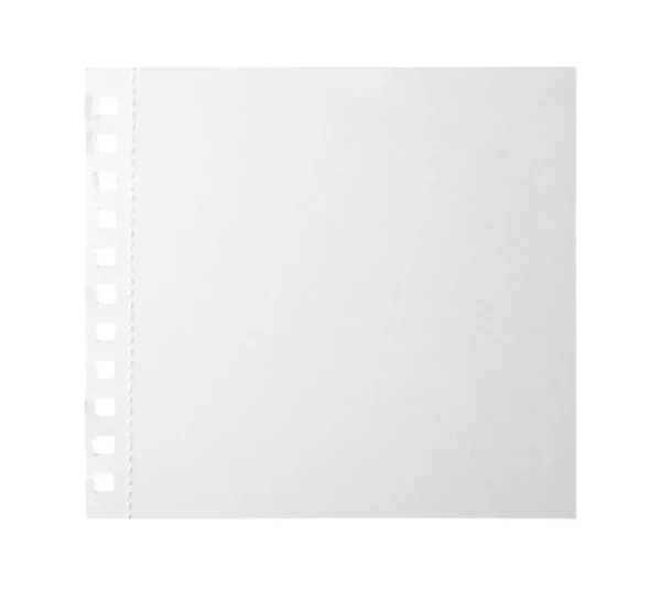 白に隔離された空白のノートブックペーパー。デザインのための空間 — ストック写真