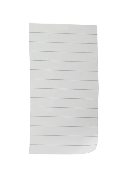 Pedaço de papel de caderno em branco isolado sobre branco. Espaço para desig — Fotografia de Stock
