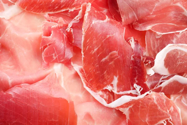 Lezzetli Prosciutto Dilimleri Arkaplan Olarak Yakın Görünüm — Stok fotoğraf