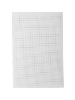 Boş defter kağıdı beyaza izole edilmiş. Tasarım için boşluk