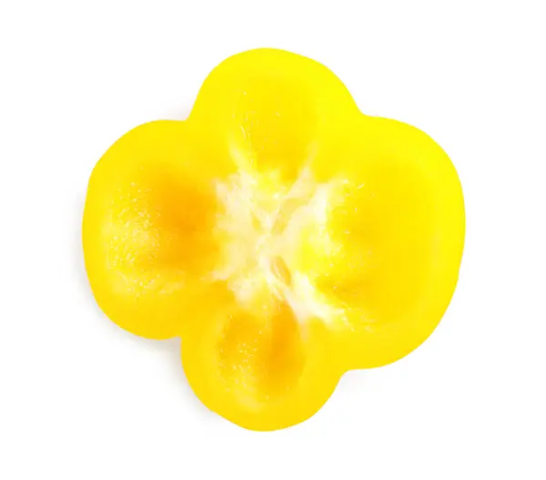 Fatia Pimentão Amarelo Isolado Branco — Fotografia de Stock