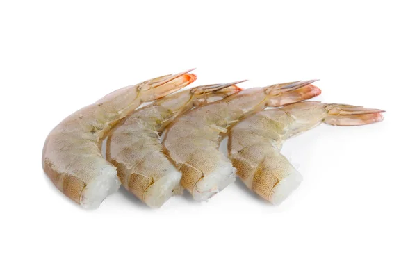 Fresh raw shrimps isolated on white. Healthy seafood — Stock Photo, Image