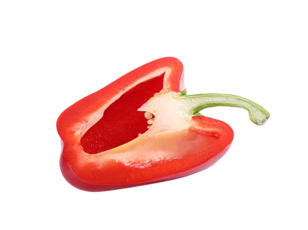 Cut Red Bell Pepper Isolated White Royalty Free Stock Images