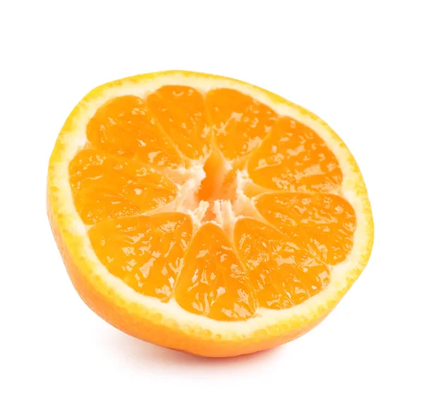 Cut fresh juicy tangerine isolated on white — Stock Photo, Image