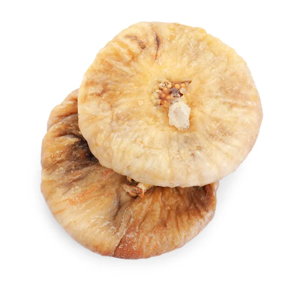 Смачні сушені інжирні фрукти ізольовані на білому, вид зверху — стокове фото