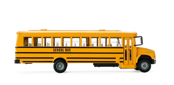 Sarı okul otobüsü beyazda izole edilmiş. Öğrenciler için taşıma — Stok fotoğraf
