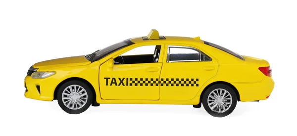 Gelbes Taxiwagen Modell Isoliert Auf Weiß — Stockfoto