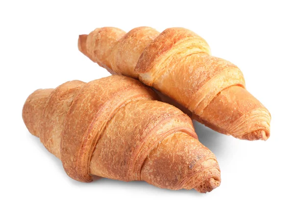 Gustosi croissant freschi croccanti isolati su bianco — Foto Stock