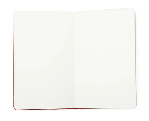 Stylový Otevřený Notebook Izolovaný Bílém Horní Pohled — Stock fotografie