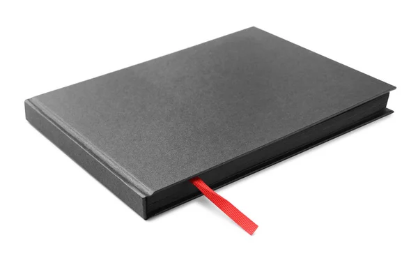 Notebook capa dura preto elegante isolado em branco — Fotografia de Stock