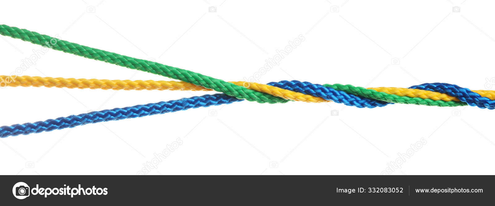 Twisted Colorful Ropes Isolated White Unity Concept Stock Photo by