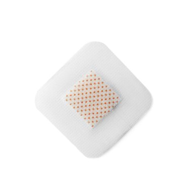 Tıbbi yapışkan alçı beyaza izole edilmiş. İlk yardım ögesi