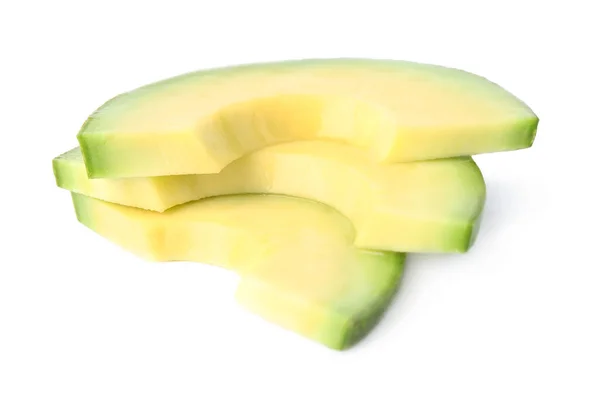 Fette Gustoso Avocado Maturo Sfondo Bianco — Foto Stock