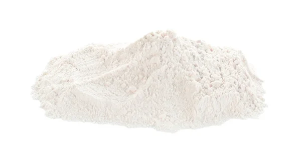 白に隔離された有機小麦粉の山 — ストック写真