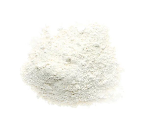 Pile Organic Flour Isolated White Top View — Stock Photo, Image