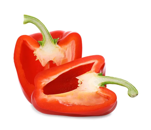 Cut Red Bell Pepper Isolated White — Stock Photo, Image
