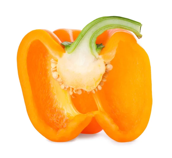 Cut Orange Bell Pepper Isolated White — 스톡 사진