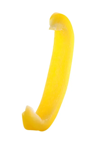 Krajíc Žluté Papričky Izolované Bílém — Stock fotografie