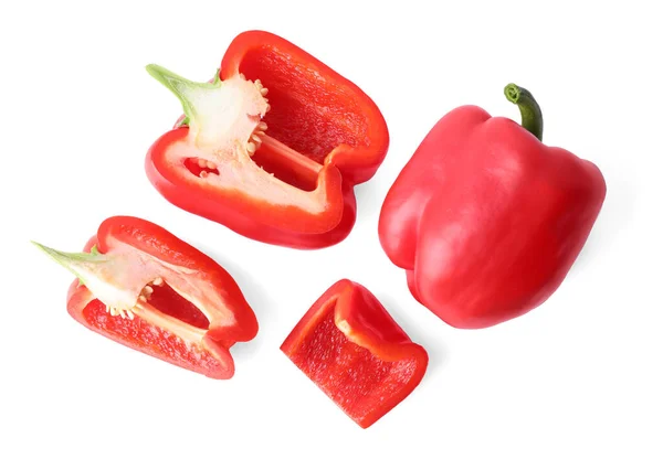 Juicy Red Bell Peppers White Background — Stock Photo, Image