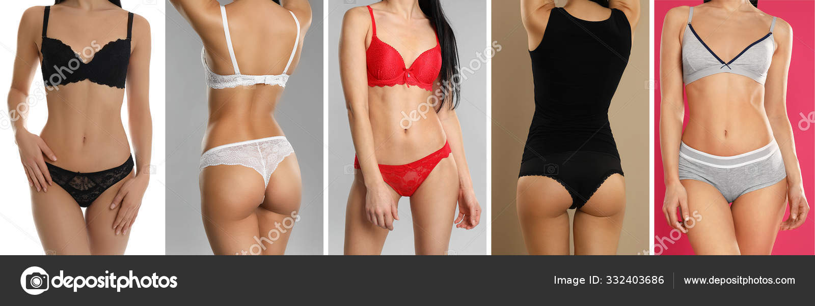 Collage Young Woman Underwear Color Backgrounds Banner Design Stock Photo  by ©NewAfrica 332403686