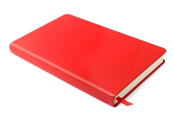 Stijlvol Rood Hardcover Notitieboekje Geïsoleerd Wit Kantoorbenodigdheden — Stockfoto