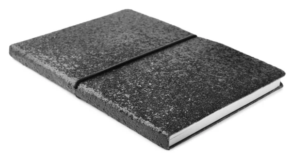 Notebook brilho preto elegante isolado em branco — Fotografia de Stock