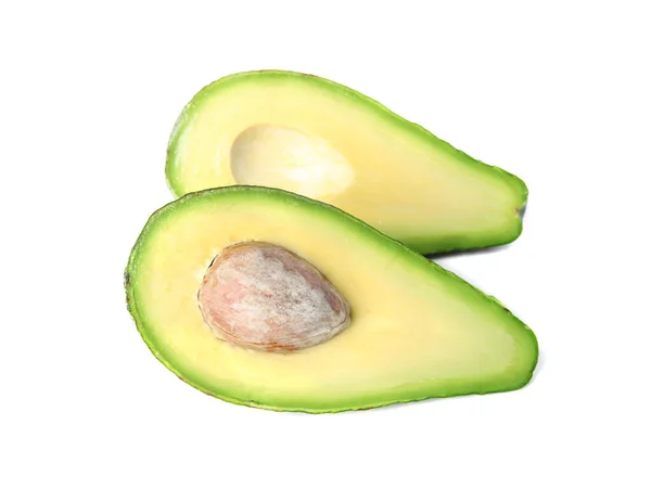 Lekker rauw avocado fruit geïsoleerd op wit — Stockfoto