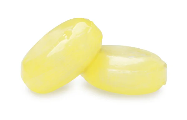 Savoureux Petits Gouttes Citron Isolé Sur Blanc — Photo