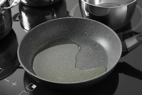 Frying Pan Cooking Oil Induction Stove — 스톡 사진